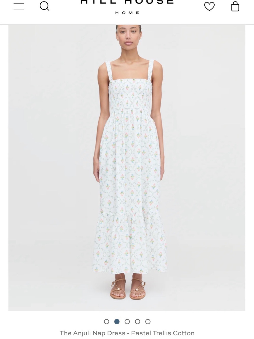 Hill House Pastel Trellis Maxi Dress - White with Soft Pastels